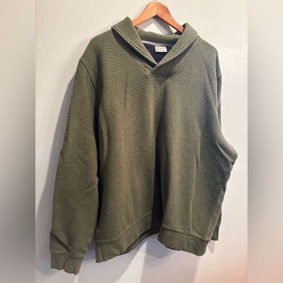 L.L. Bean Men's Forest Green Zip-Up Sweater quilted textured winter - Picture 3 of 13